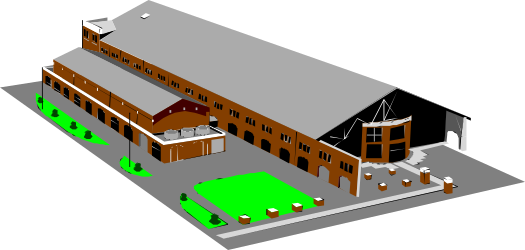 3D Building with Green Roof Clipart for Eco-Friendly Designs