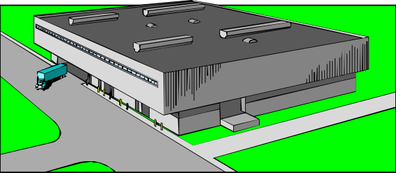 Building and Bus Scene Clipart: Urban Life Illustration