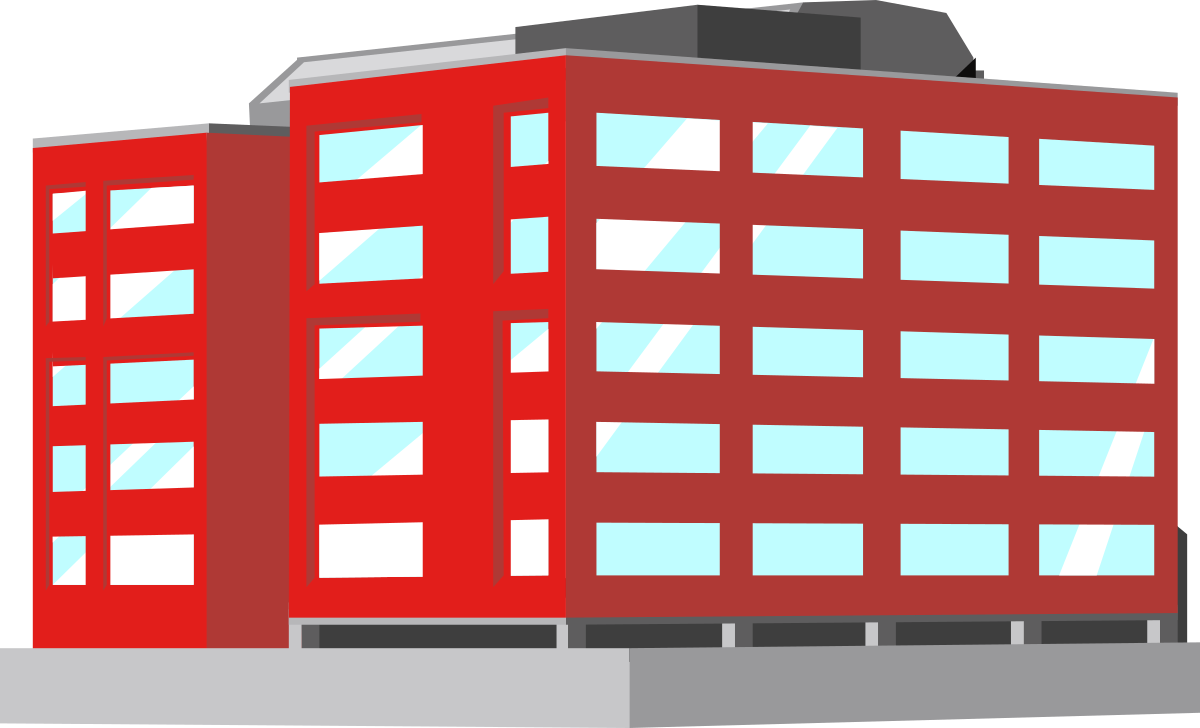 Red Building with Windows Clipart - Vibrant Urban Architecture