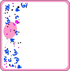 Borders and Frames with Colorful Pink and Blue Balloon Clipart
