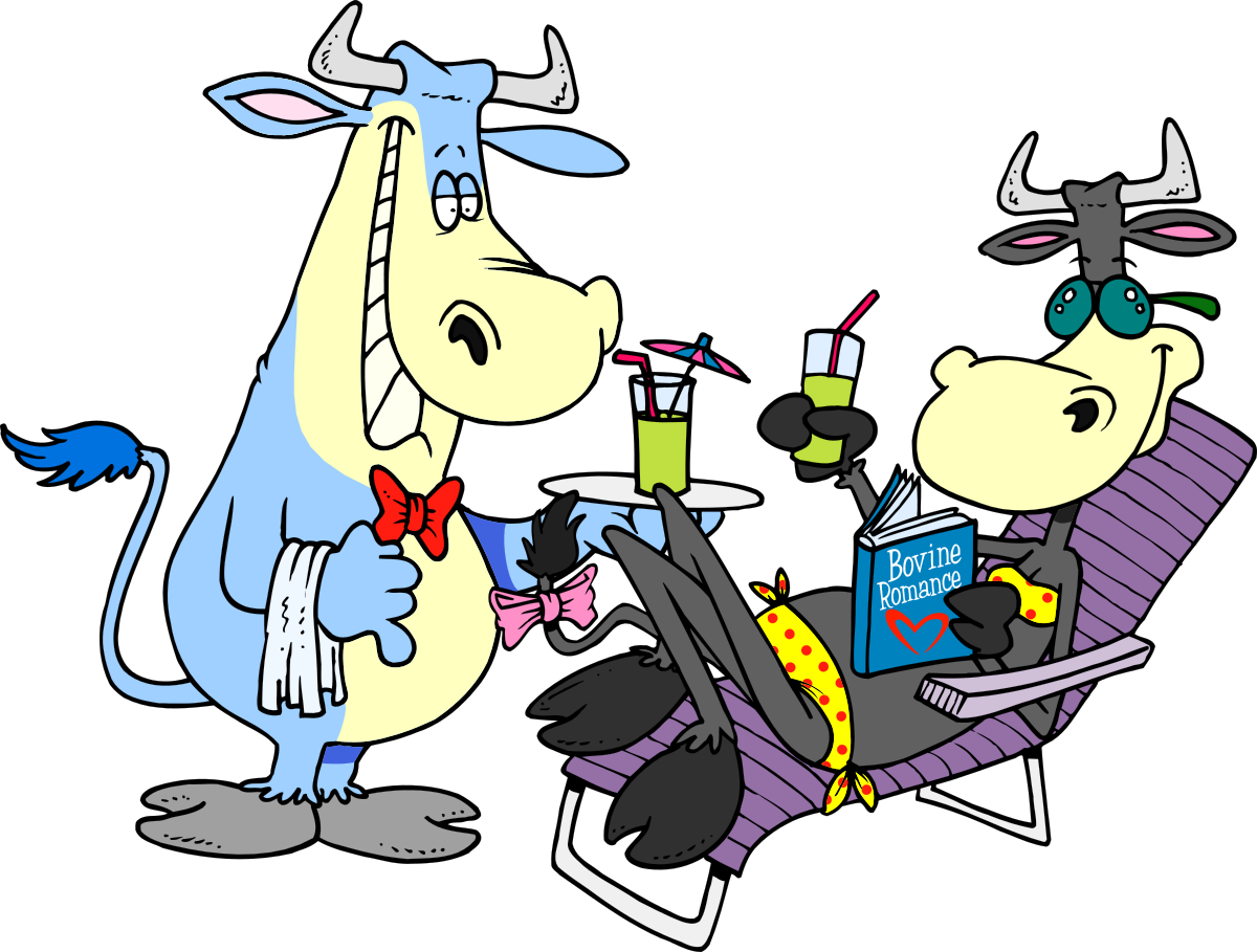 Cartoon Dog Sitting in Chair with Drink Clipart