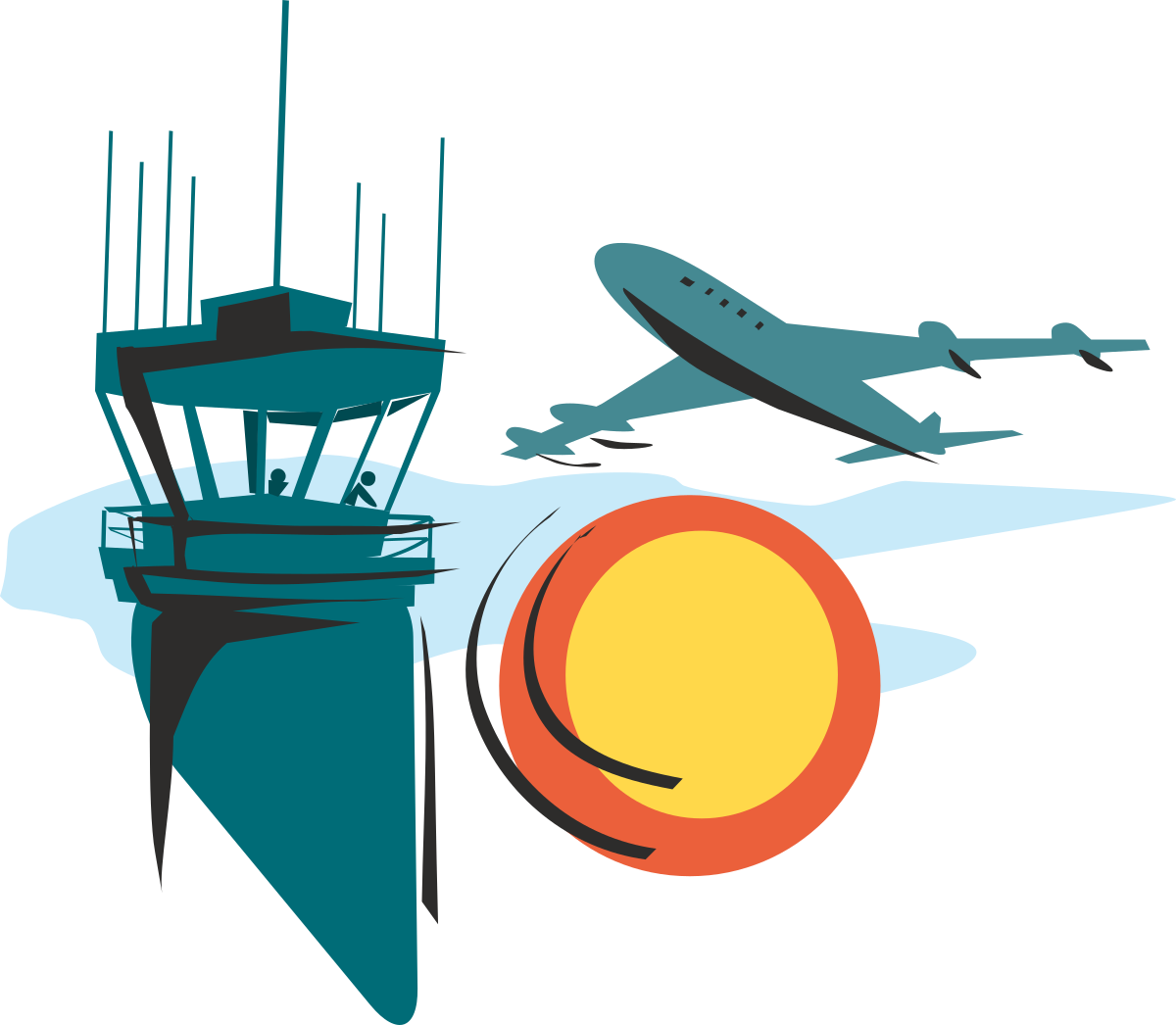 Plane Flying Over Lighthouse Clipart - Stunning Coastal Views