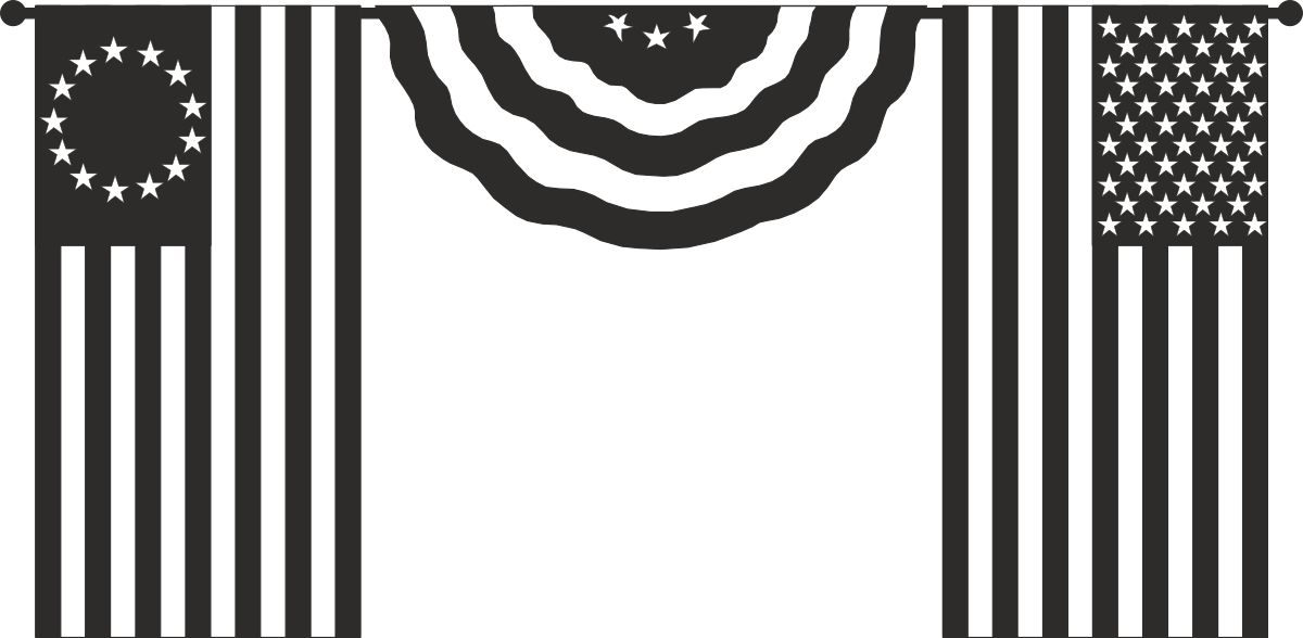 Borders and Corners Clipart with US Flags - Black and White Designs
