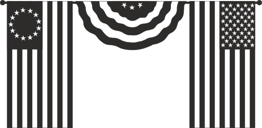 Borders and Corners Clipart with US Flags - Black and White Designs