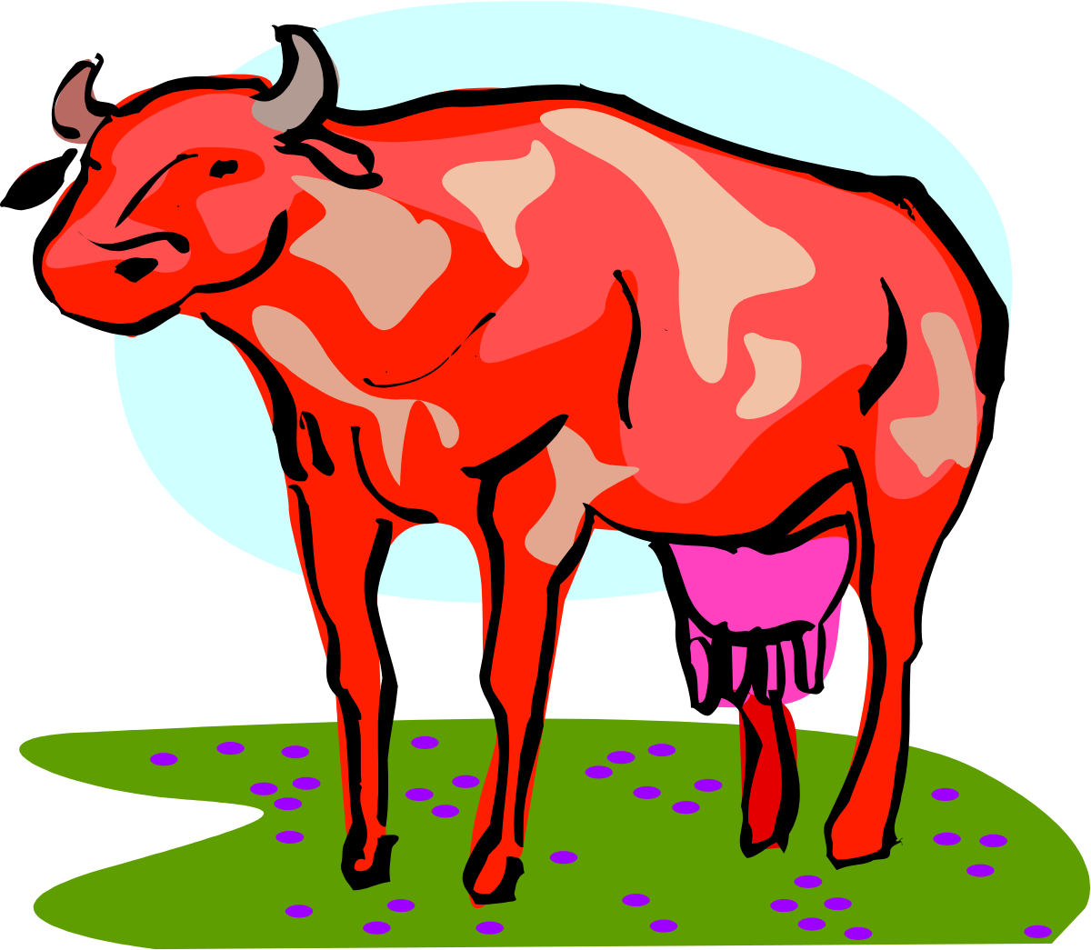 a red cow standing in a field clip art png transparent Red Cow in a Lush Green Field Clipart