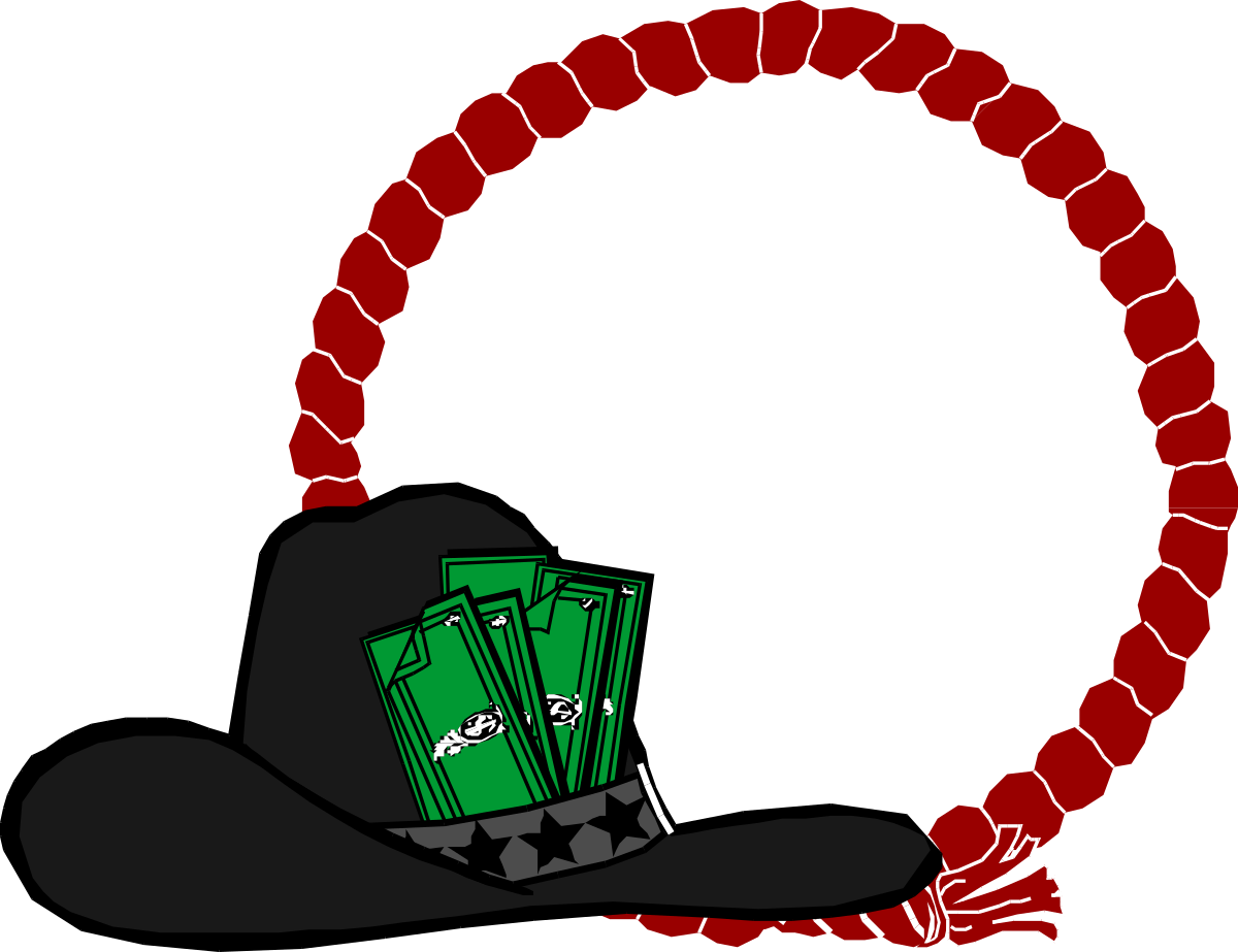 Borders with Cowboy Hat Clipart - Green Bag & Red Ribbon Design