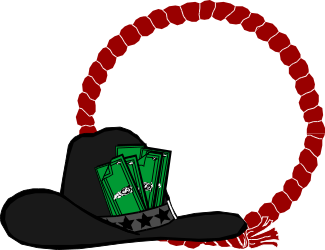 Borders with Cowboy Hat Clipart - Green Bag & Red Ribbon Design