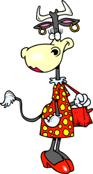Cartoon Dog in a Red Dress and Purse - Whimsical Clipart