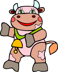 Cartoon Cow with Green and Yellow Scarves - Fun Clipart for All Occasions