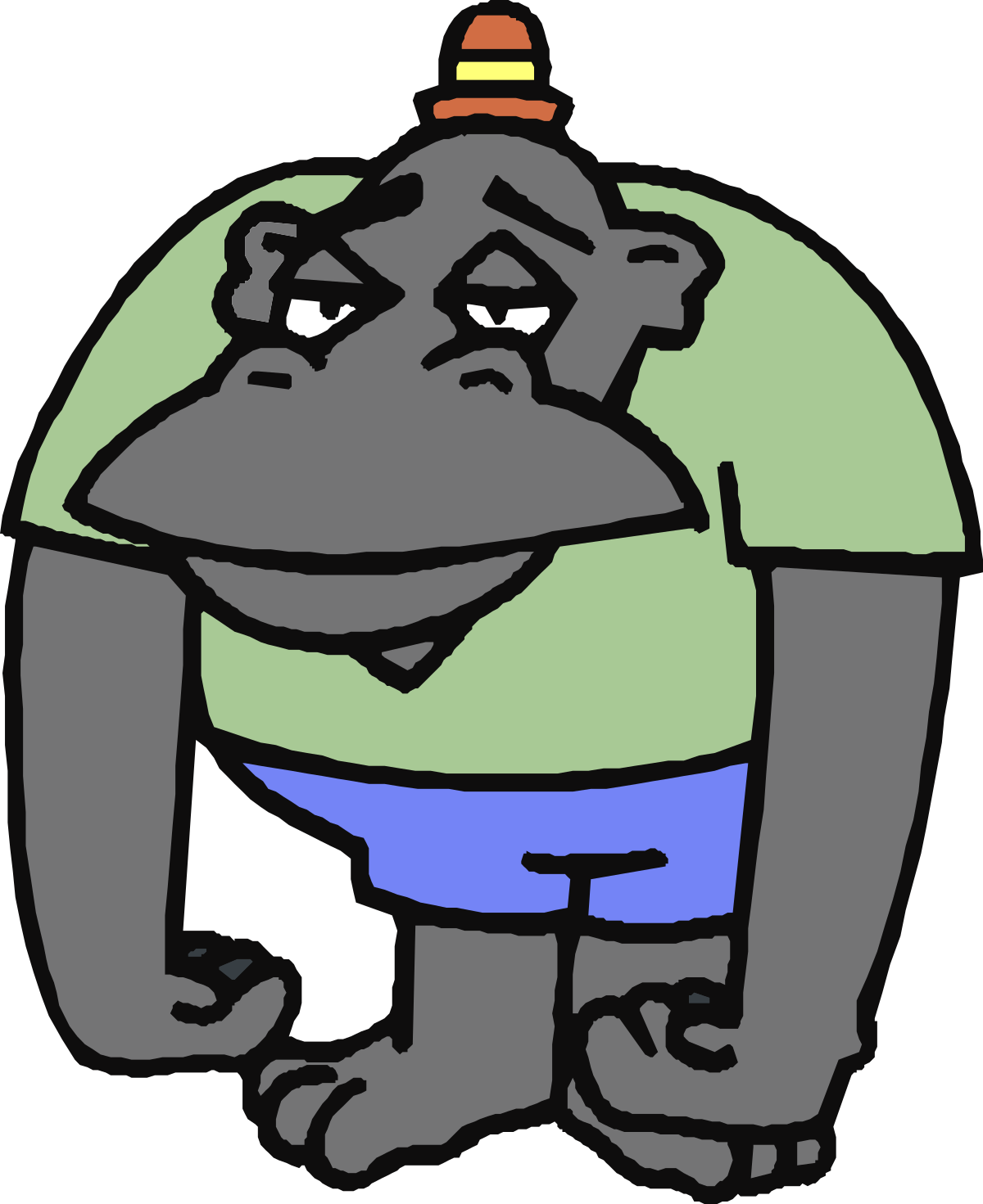 Cartoon Gorilla Clipart in Green Shirt and Blue Pants