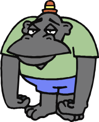 Cartoon Gorilla Clipart in Green Shirt and Blue Pants