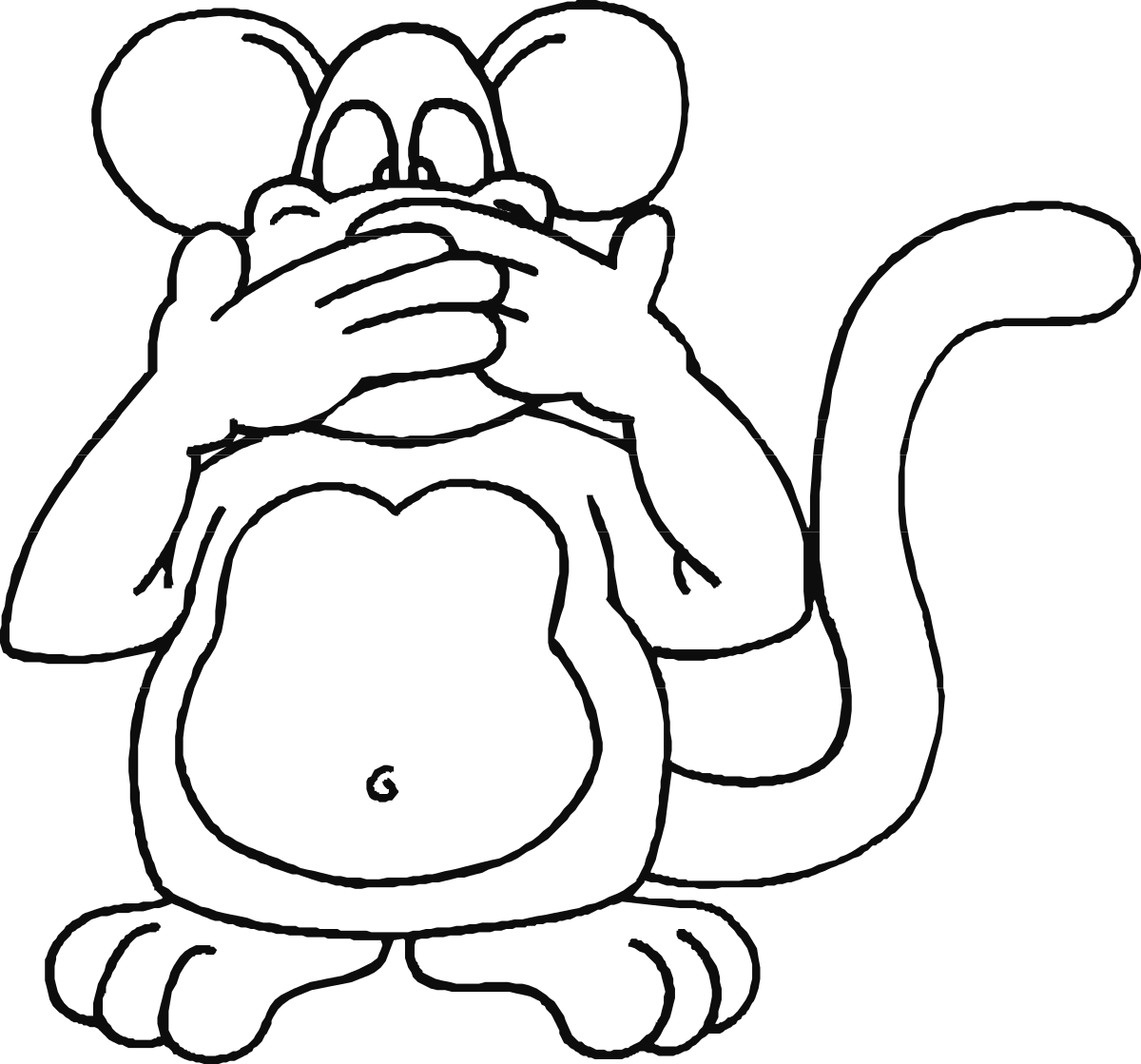 Cartoon Mouse with Hands on Face - Expressive Clipart for Fun Designs