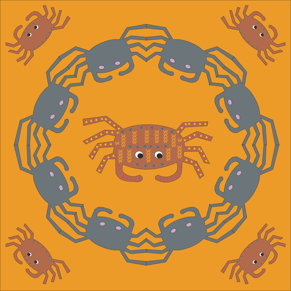 a crab in a circle of crabs clip art png transparent Crab in Circle of Crabs Clipart - Unique Oceanic Vector Art