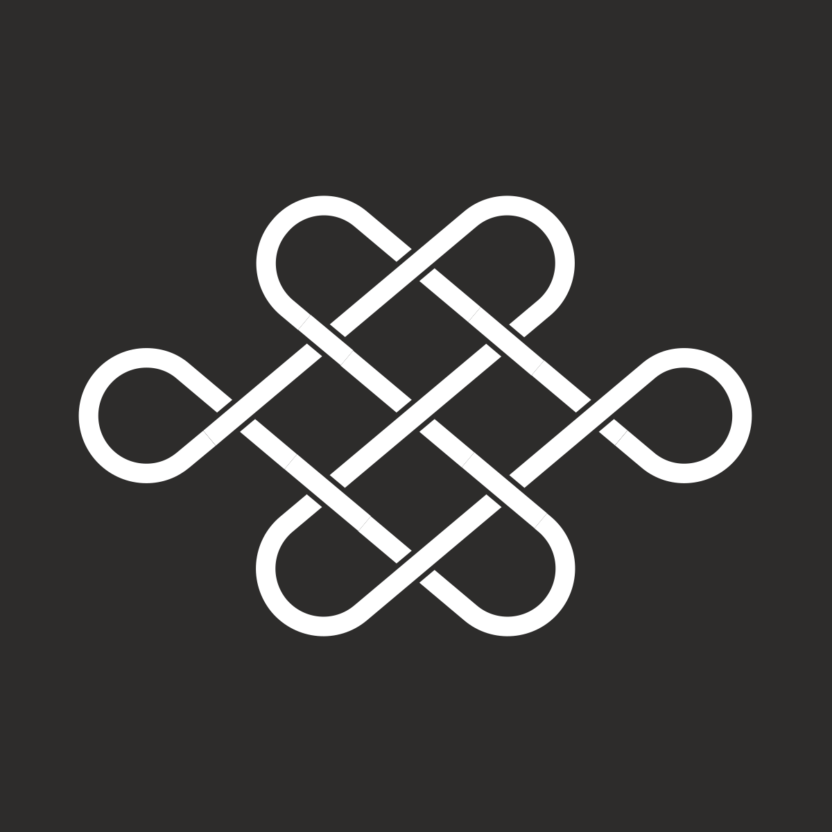 White Knot Icon on Black Background - Elegant Clipart Design