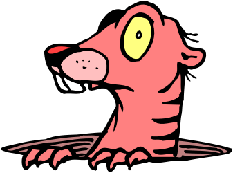 Pink Dog with Yellow Eyes on Black Background Clipart