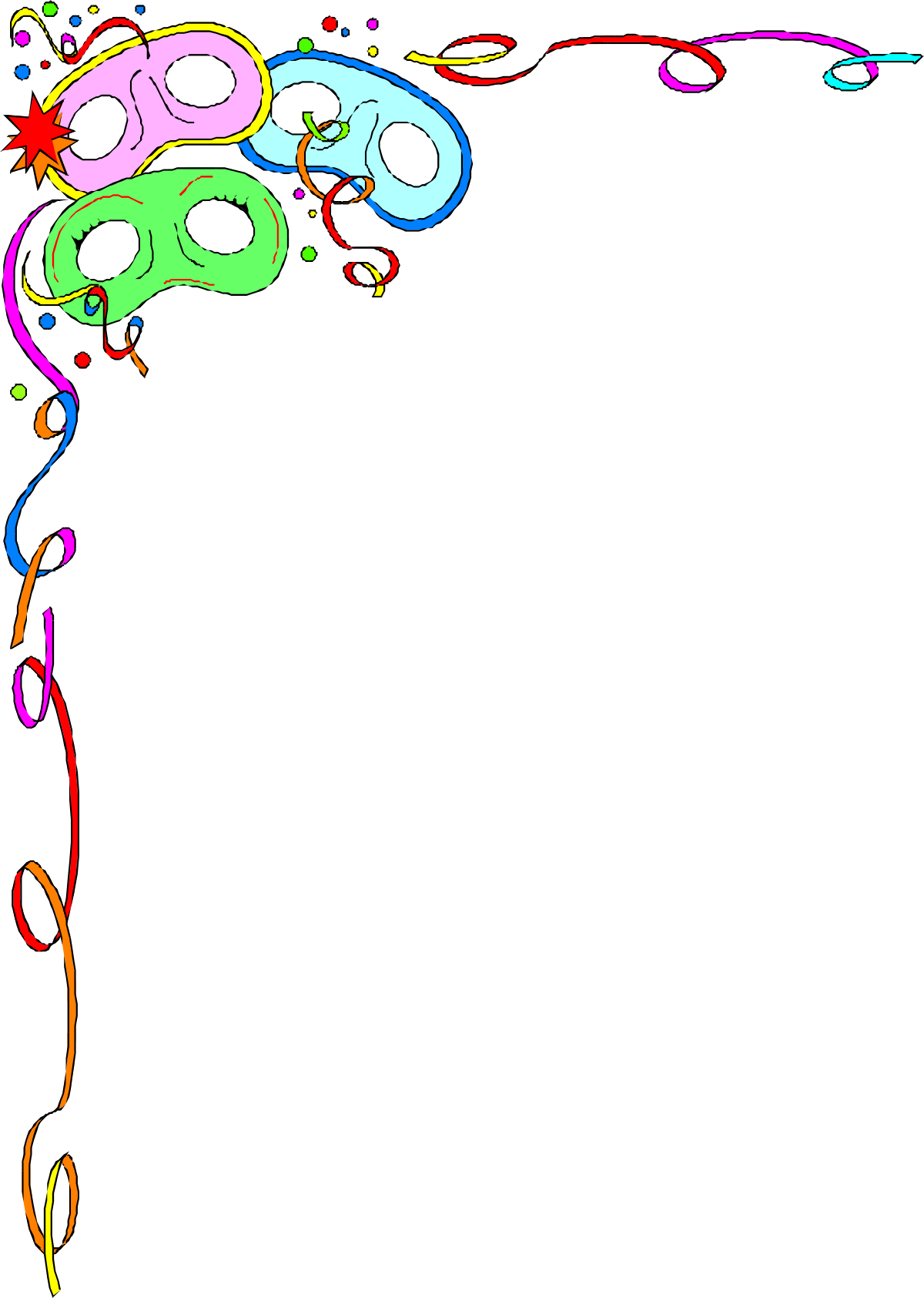 Colorful Balloons Clipart on Black Background - Decorative Borders & Corners