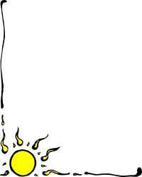 Black and Yellow Sun Clipart with Decorative Borders and Corners