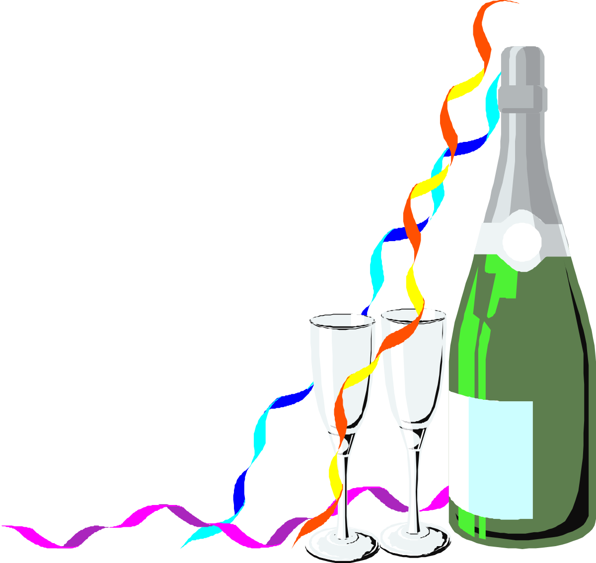 a bottle of champagne and two glasses of champagne clip art png transparent Champagne Bottle and Glasses Clipart - Elegant Borders and Corners Design
