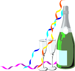 Champagne Bottle and Glasses Clipart - Elegant Borders and Corners Design