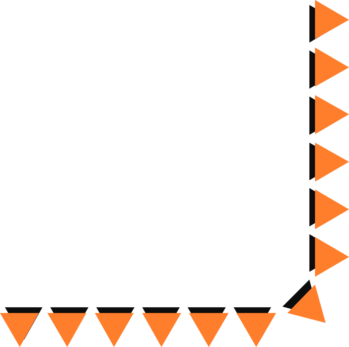 Black and Orange Triangle Borders and Corners Clipart