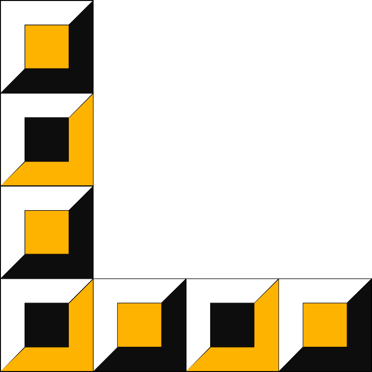 Borders and Corners Clipart: Yellow and Black Square with White Outline