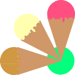 Colorful Ice Cream Clipart: Three Delightful Scoops for Creative Designs