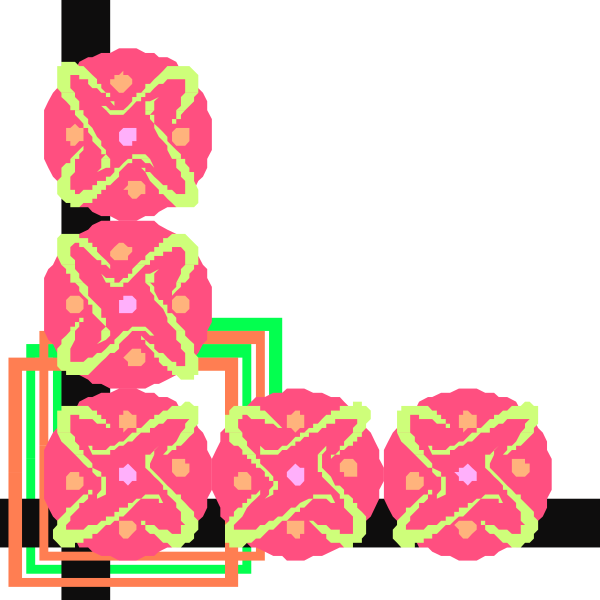 Flower Arrangement Clipart: Pink Flowers in Decorative Borders and Corners