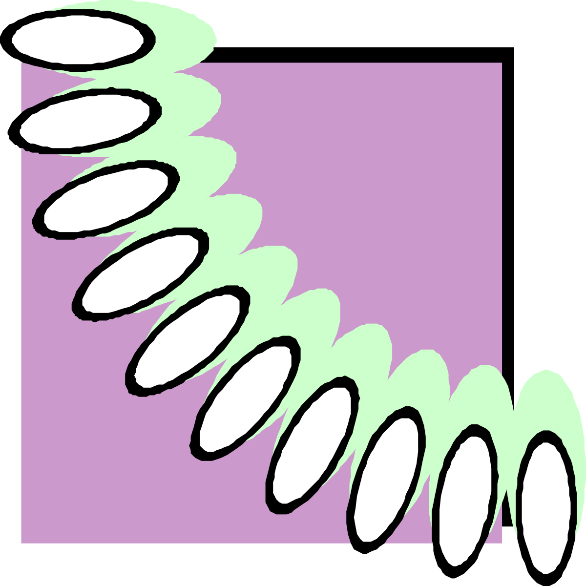 Green and Purple Square Clipart with White Swirl - Borders and Corners