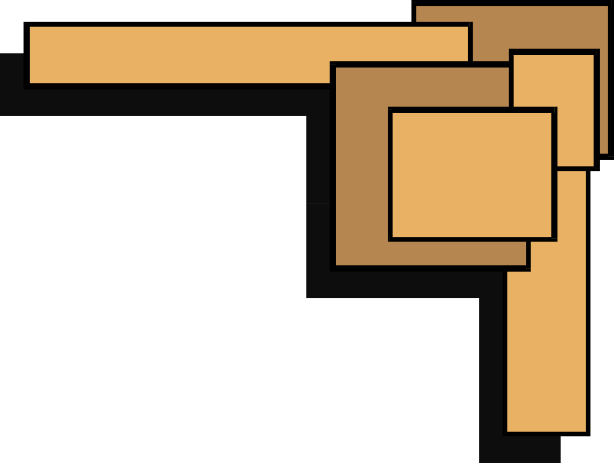 Borders and Corners Clipart: Brown and Black Square with Center Square