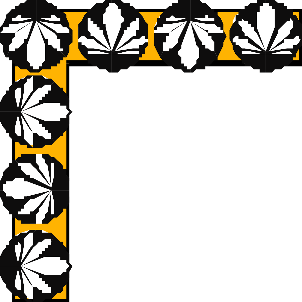 Black and Yellow Leaf Frame - Elegant Borders and Corners Clipart