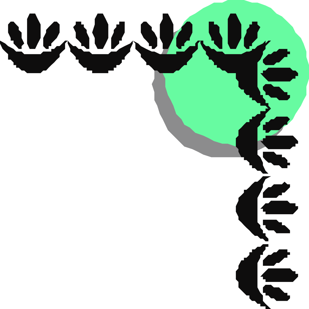 Tree Silhouette Clipart: Green and Black Borders and Corners Design