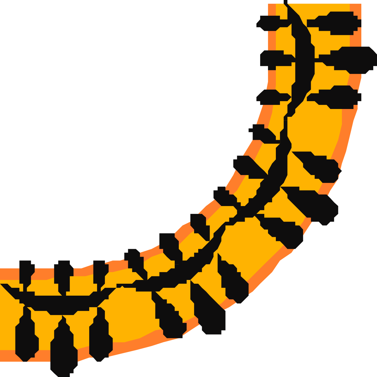 Vibrant Orange and Black Square Pattern Clipart with Circular Borders