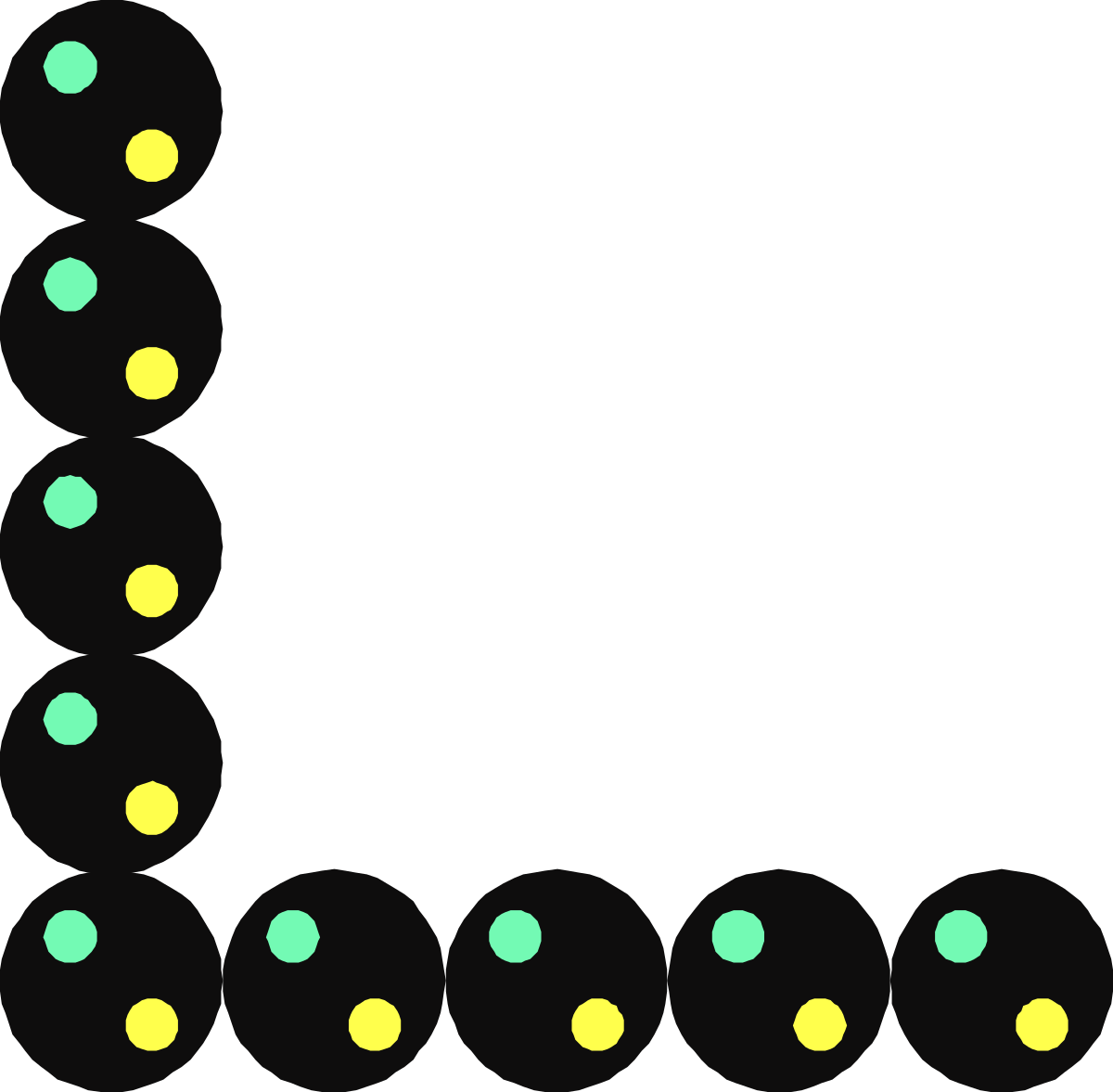 a black background with green and yellow circles clip art png transparent Borders and Corners Clipart: Vibrant Green and Yellow Circles on Black Background