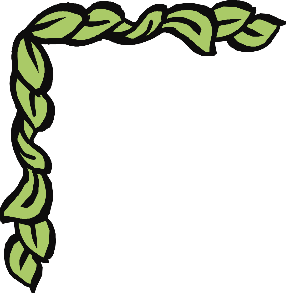 Green Leaf Frame Clipart - Decorative Borders and Corners Design