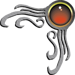 Striking Red Eye Clipart: Black and White Borders and Corners Design