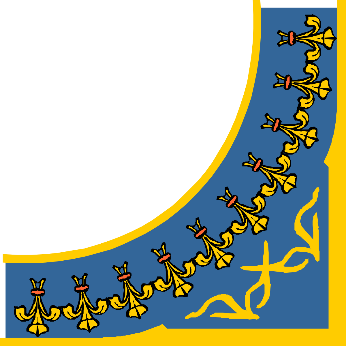 Blue and Yellow Borders and Corners Clipart for Creative Designs