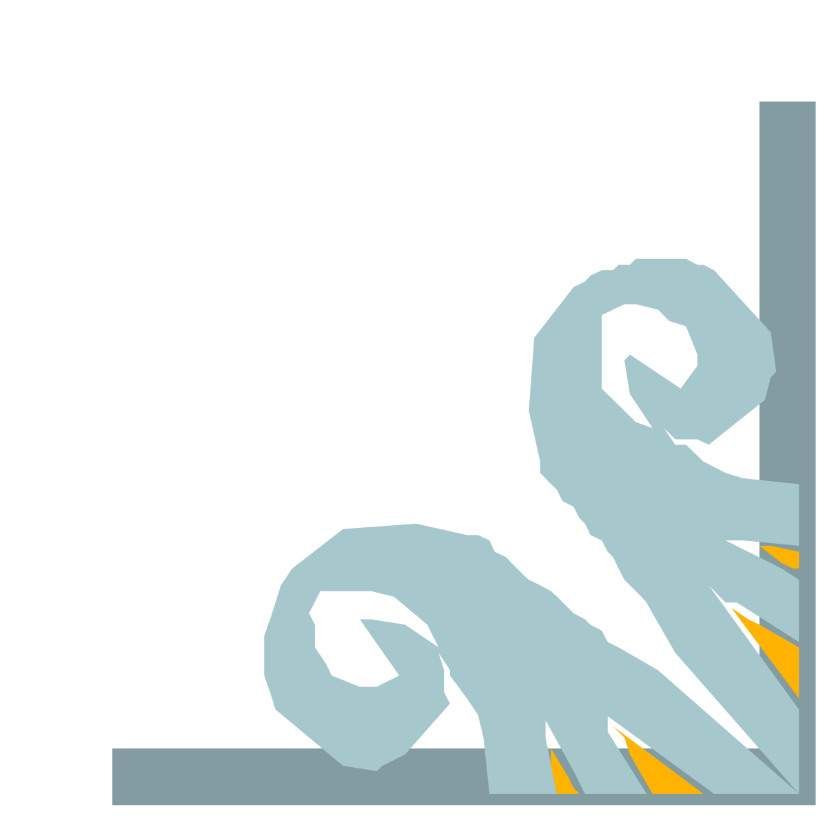 White and Yellow Logo Clipart on Black Background - Stylish Borders and Corners