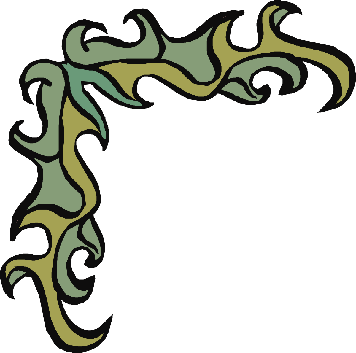 Green and Yellow Swirly Frame Clipart - Decorative Borders and Corners