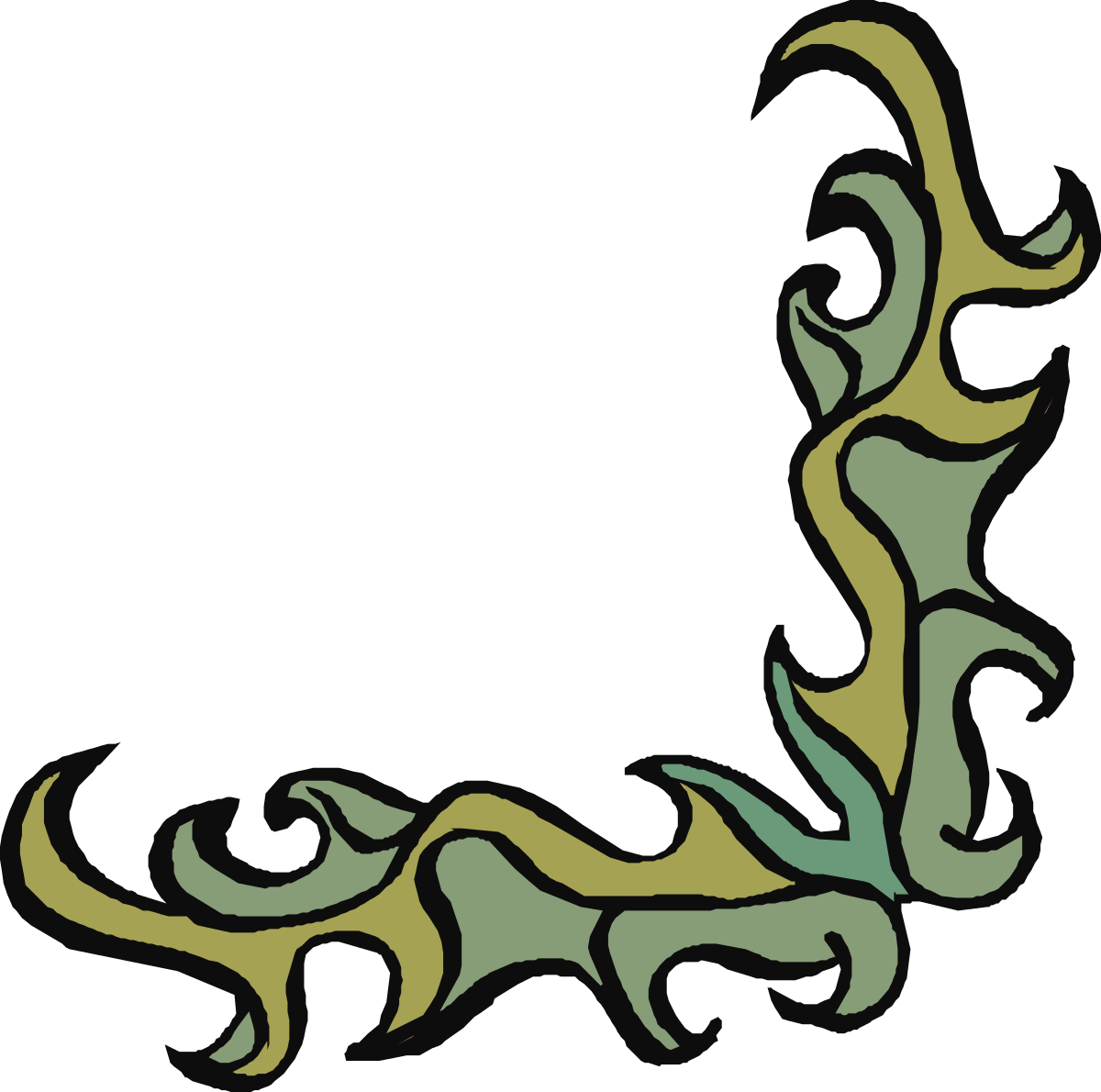 Abstract Green and Yellow Borders and Corners Clipart Design
