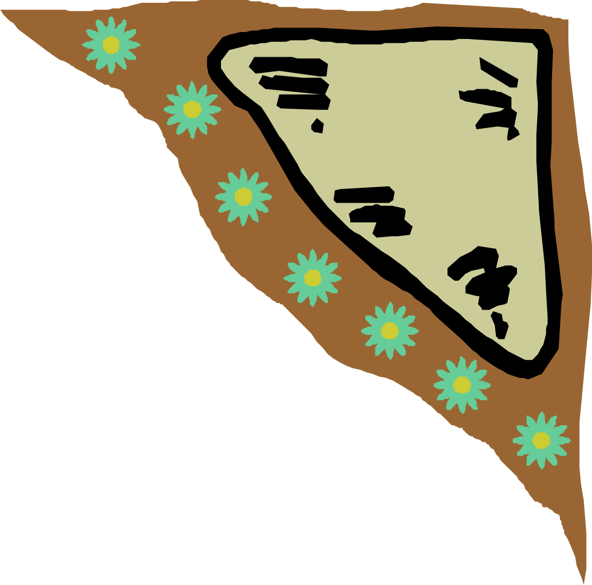 Pizza Slice with Flowers Clipart - Unique Borders and Corners Design