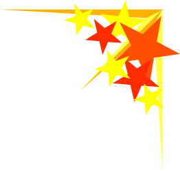 Yellow and Red Star Clipart with Black Background - Decorative Borders and Corners