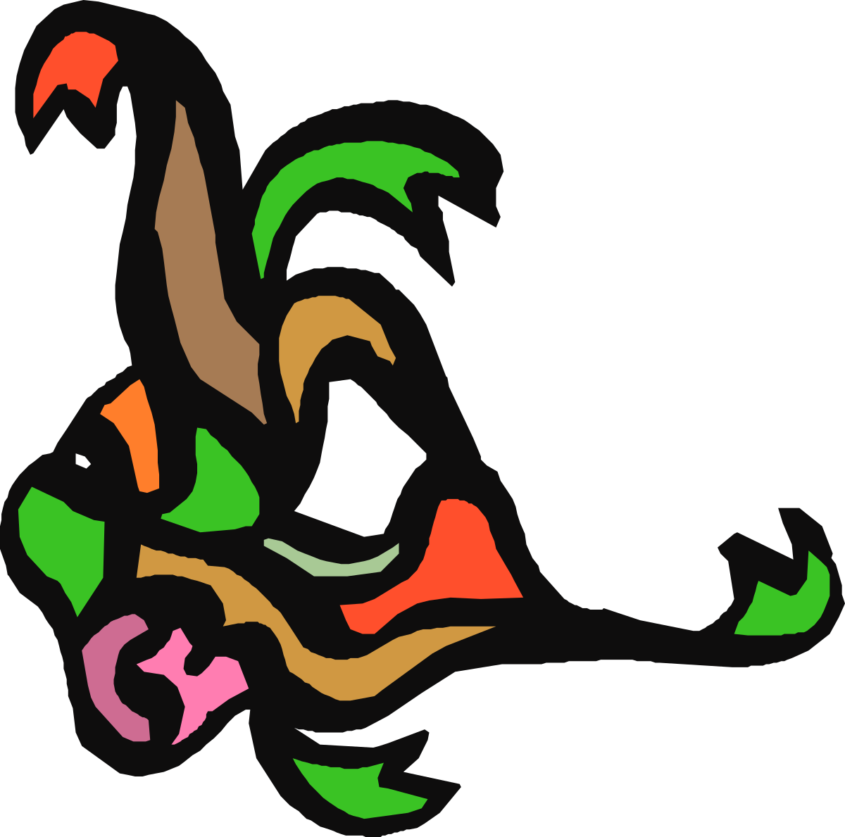 Black and Orange Dog with Green Tail Clipart - Stylish Borders and Corners