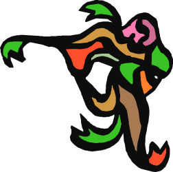 Vibrant Woman Dancing in Colorful Dress - Clipart for Borders and Corners