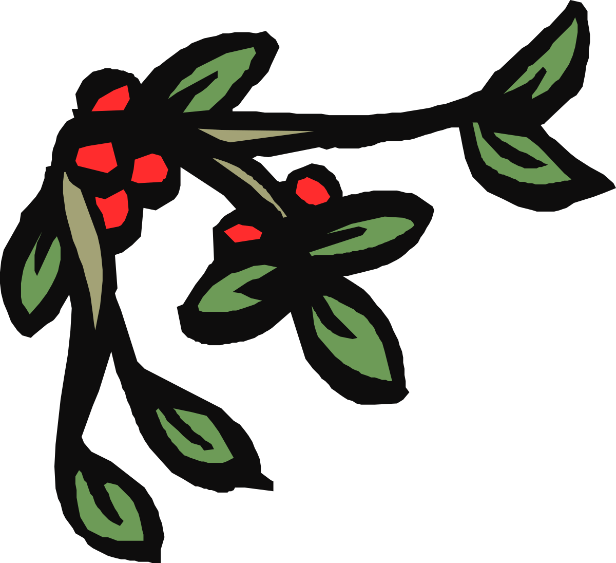 Red Flower Branch Clipart - Beautiful Borders and Corners Design