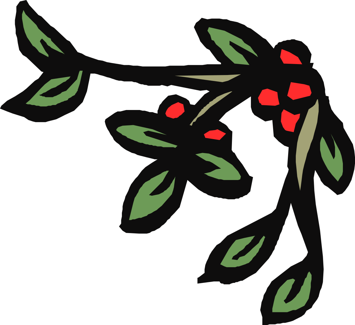 Red Flowering Branch Clipart - Elegant Borders and Corners Design