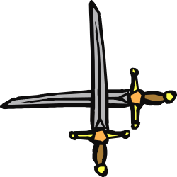 Sword with Yellow Blade Clipart - Decorative Borders & Corners