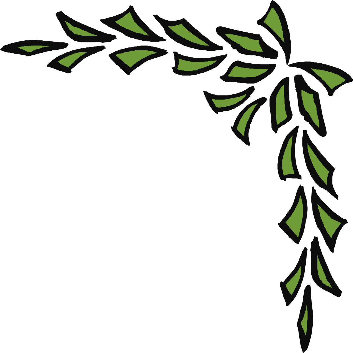 Borders and Corners Clipart: Elegant Branch with Leaves Design