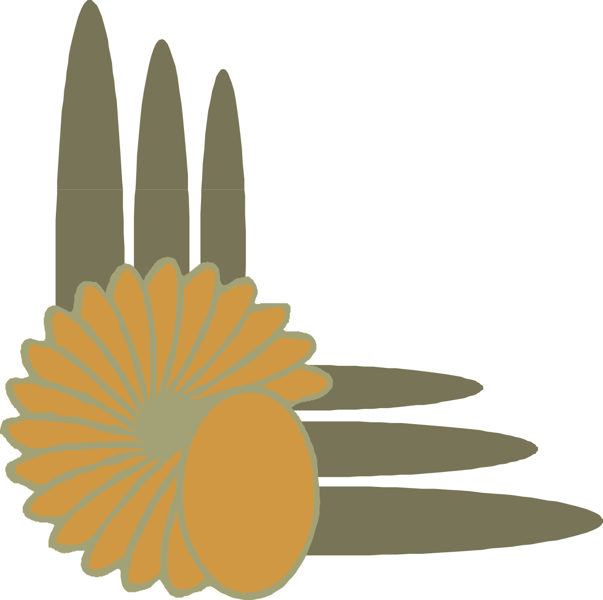 Flower with Shadow on Ground - Elegant Borders and Corners Clipart