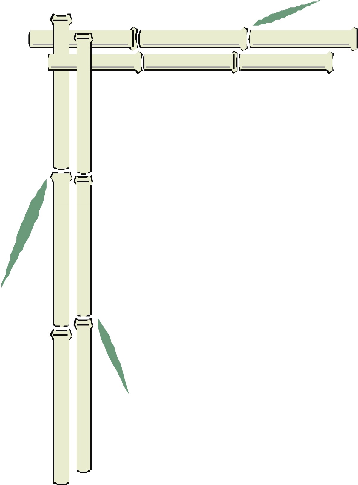Bamboo Pole Clipart - Decorative Borders and Corners for Creative Designs