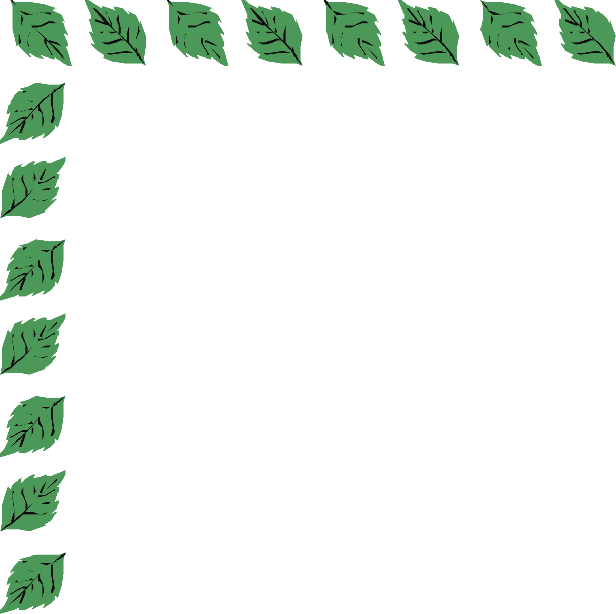 Green Leaf Border Clipart - Elegant Natural Corner Designs